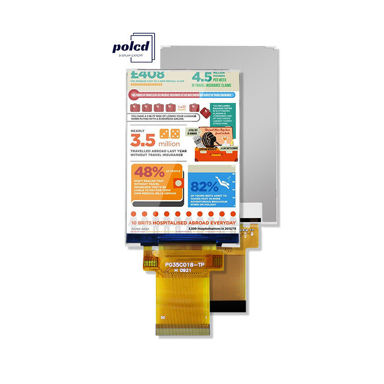 Polcd ILI9488 Tampilan Tft Lcd 12 0'CLOCK 3.5 Tft Lcd Raspberry Pi 48.96mm