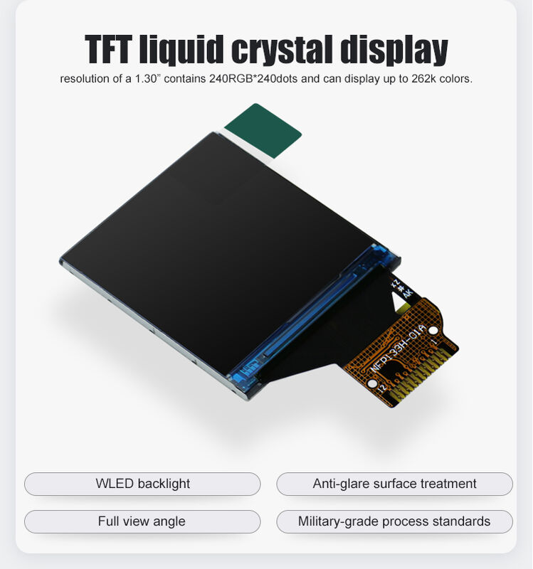 Polcd Square LCD Manufacturer Ukuran kecil 240*240 SPI Interface IPS TFT 1.3 Inch LCD Display Panel