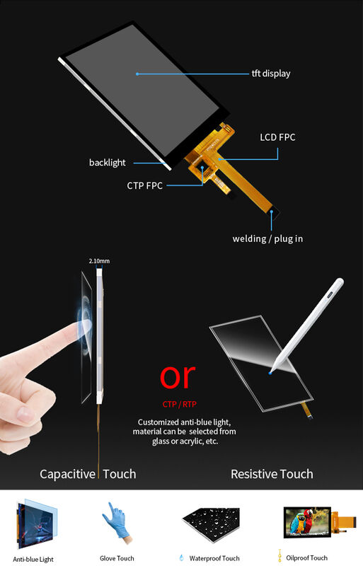 Modul Layar LCD TFT Sentuh ST7789V3 Polcd Qvga Resolusi 240x320 2,4 inci