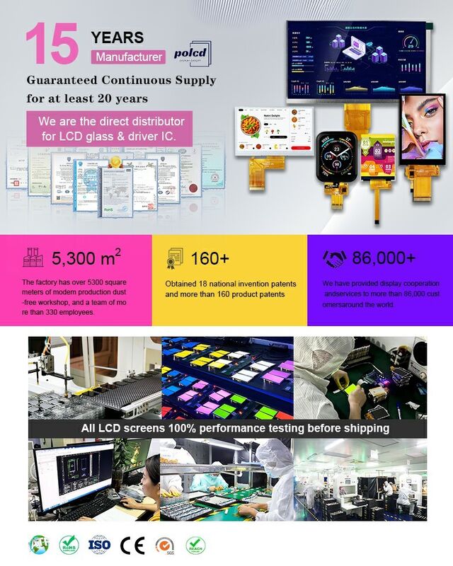 Polcd Custom Industrial 2.8 Inch RGB Display Panel Waterproof Kapasitif TFT LCD Modul dengan layar sentuh