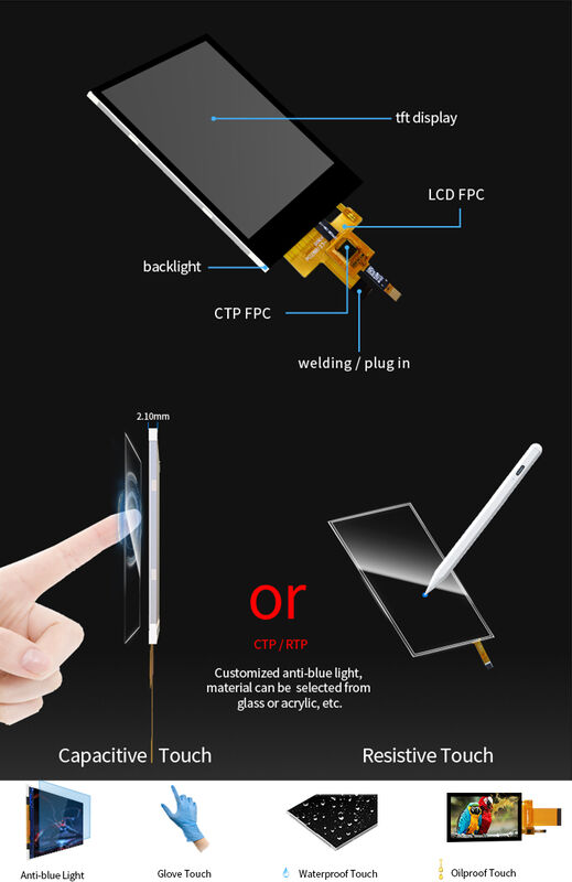 Polcd Custom SPI interface 2.8 inci 240x320 Capacitive Touch Screen ST7789 Drive TFT LCD Display