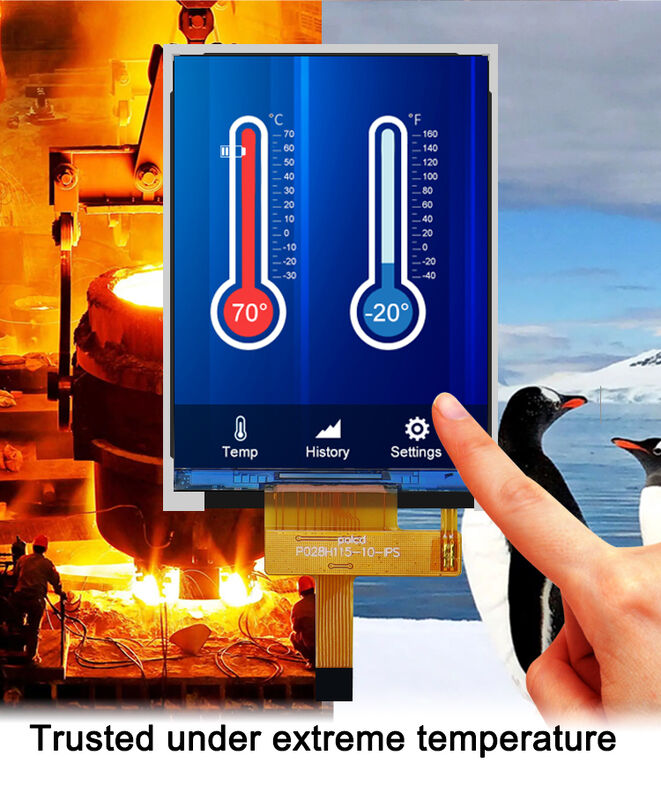 Polcd 2.8'' TFT LCD Menyesuaikan Layar Panel Warna Resolusi 240*320 Layar LCD IPS 260 nit
