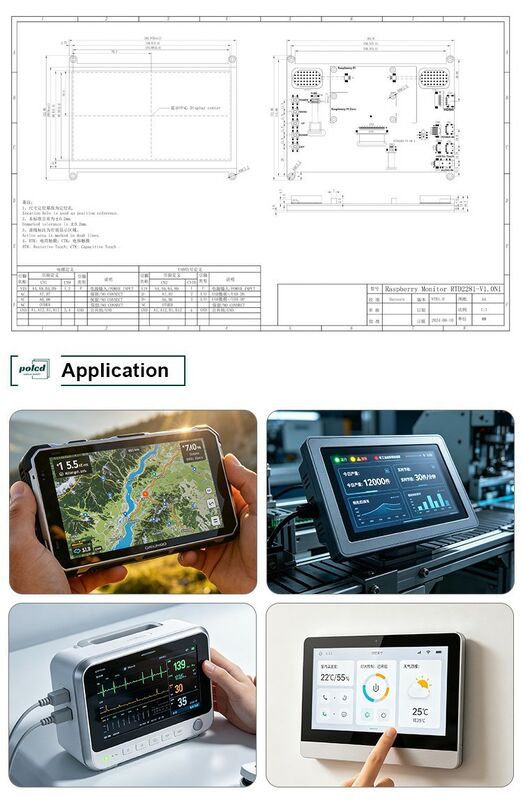 Polcd High Brightness 7 Inch 1024x600 RGB LCD Drive Board RTD2281 dengan Speaker Audio untuk Industrial Outdoor Display