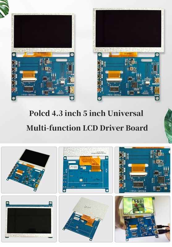Polcd RTD2281 Multifungsi Raspberry Pi Display Screen Universal LCD Driver Board 4,3 inci 5 Inch H-DMI USB Controller Board