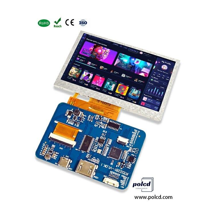 Polcd RTD2281 LCD Driver Board 5 4.3 Inch HDM-I 800x480 Touch Screen TFT Display Module untuk Raspberry Pi