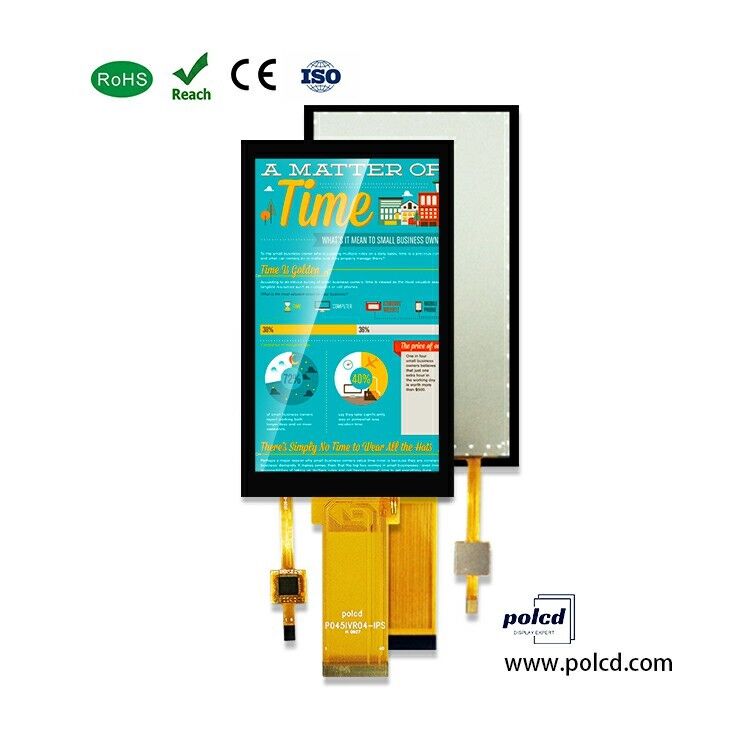 Polcd 4.5 Inch TFT LCD Panel dengan 480 * 854 Resolusi Capacitive Touch Screen 40pin LCD Color Display