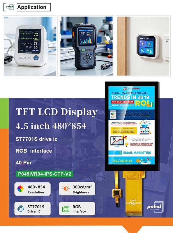 Layar LCD TFT IPS 4,5 Inci 480x854 Antarmuka RGB ST7701S dengan Panel Sentuh Kapasitif