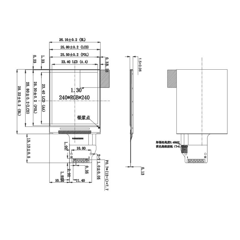 Polcd 1.33 Inch St7789 240*240 Ips Tampilan Layar Tft 350 Warna Nit 262K