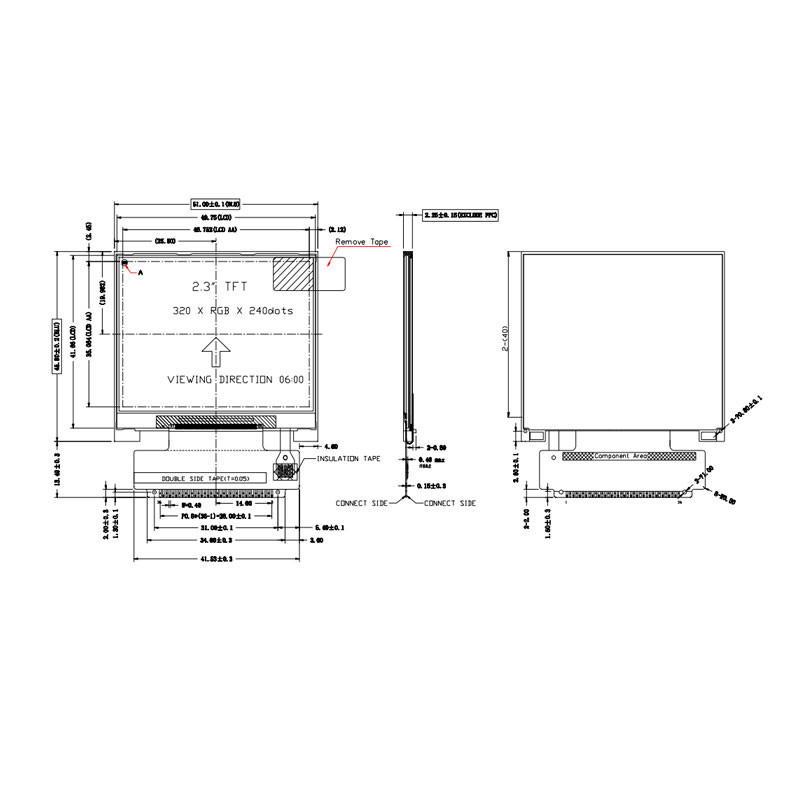 Polcd ILI9342C 2.31 Inci Lcd 8080 MCU 16 Bit 320x240 Layar Lcd 300 Nit
