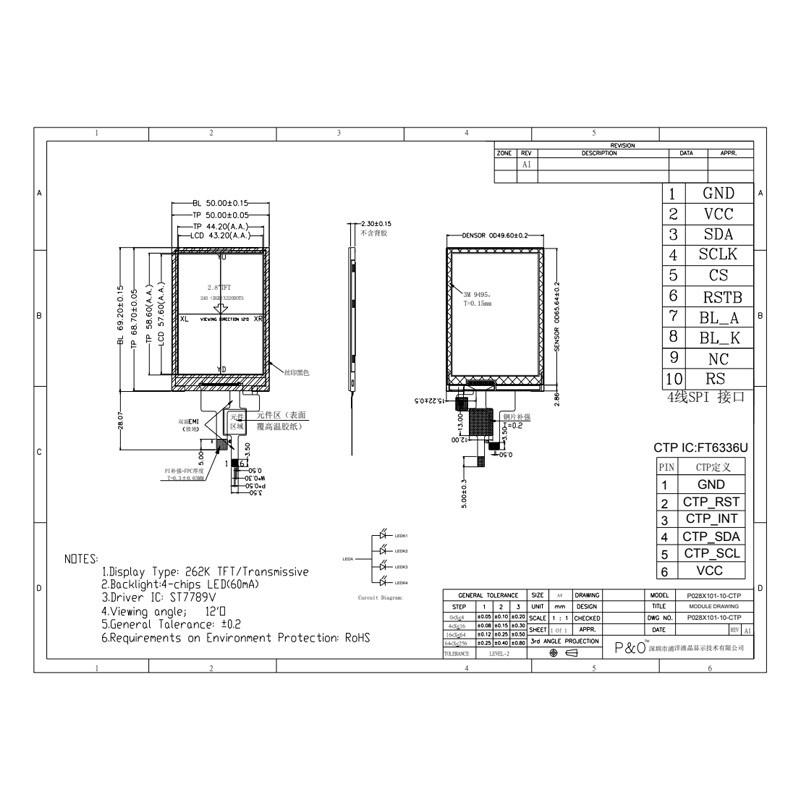 Polcd 240X320 Tft Lcd Layar Sentuh Kapasitif ST7789V 2.8 Tft Lcd Perisai Raspberry Pi