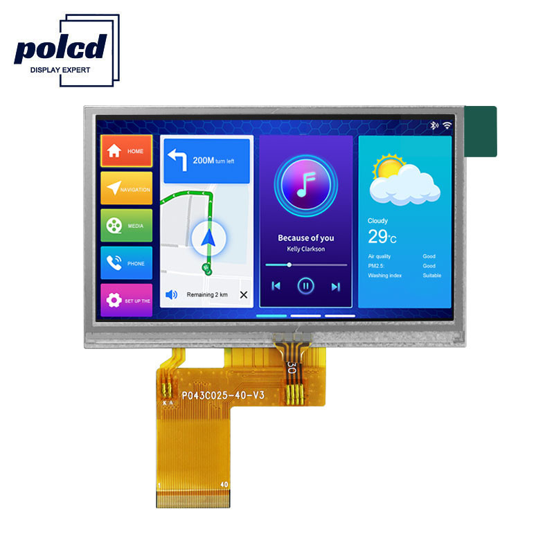 Polcd ILI6485 480x272 Tft Layar Lcd 4.3 Inch TFT Layar Sentuh Resistif 40 Pin