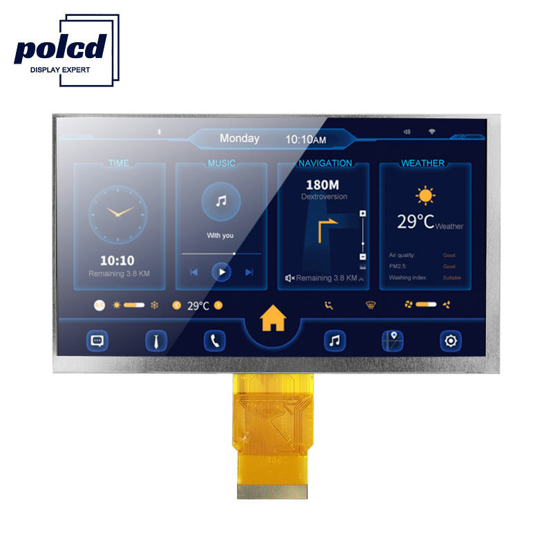 Polcd ISO9001 300 Nits 7 Inci Sentuh Tft Lcd RGB 24 Bit 800x480 Layar Lcd