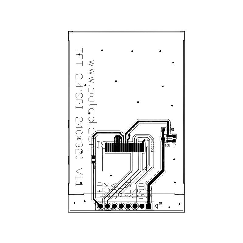 Polcd 18 Pin 2.4 Spi Tft Lcd Display ST7789V2 Tampilan Layar Sentuh Tft