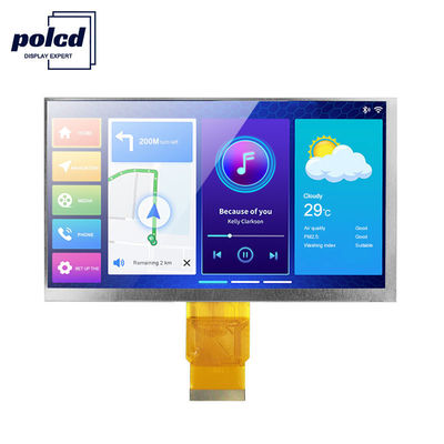 Polcd 300cd/M 7 Inch 800x480 RGB 24 Bit Layar LCD Kecerahan Tinggi Industri